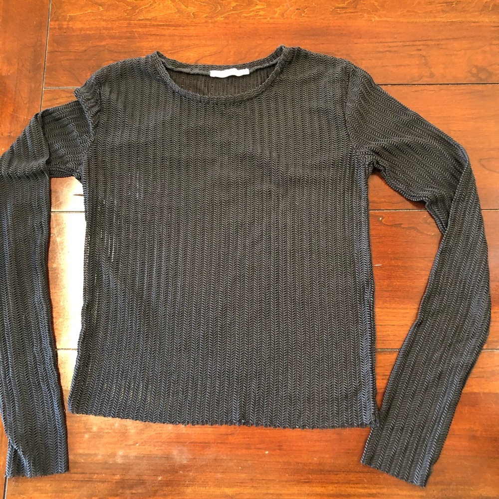 Zara Trafaluc TRF sheer mesh black shirt